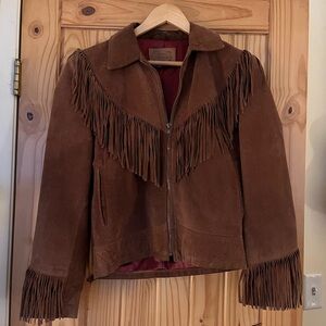 Women's Tan Suede Fringe Jacket